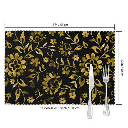 Hitzebeständige Tischsets, 6 Stück mit floralem Muster, 18x12 Zoll, hitzefest und verschleißfest.