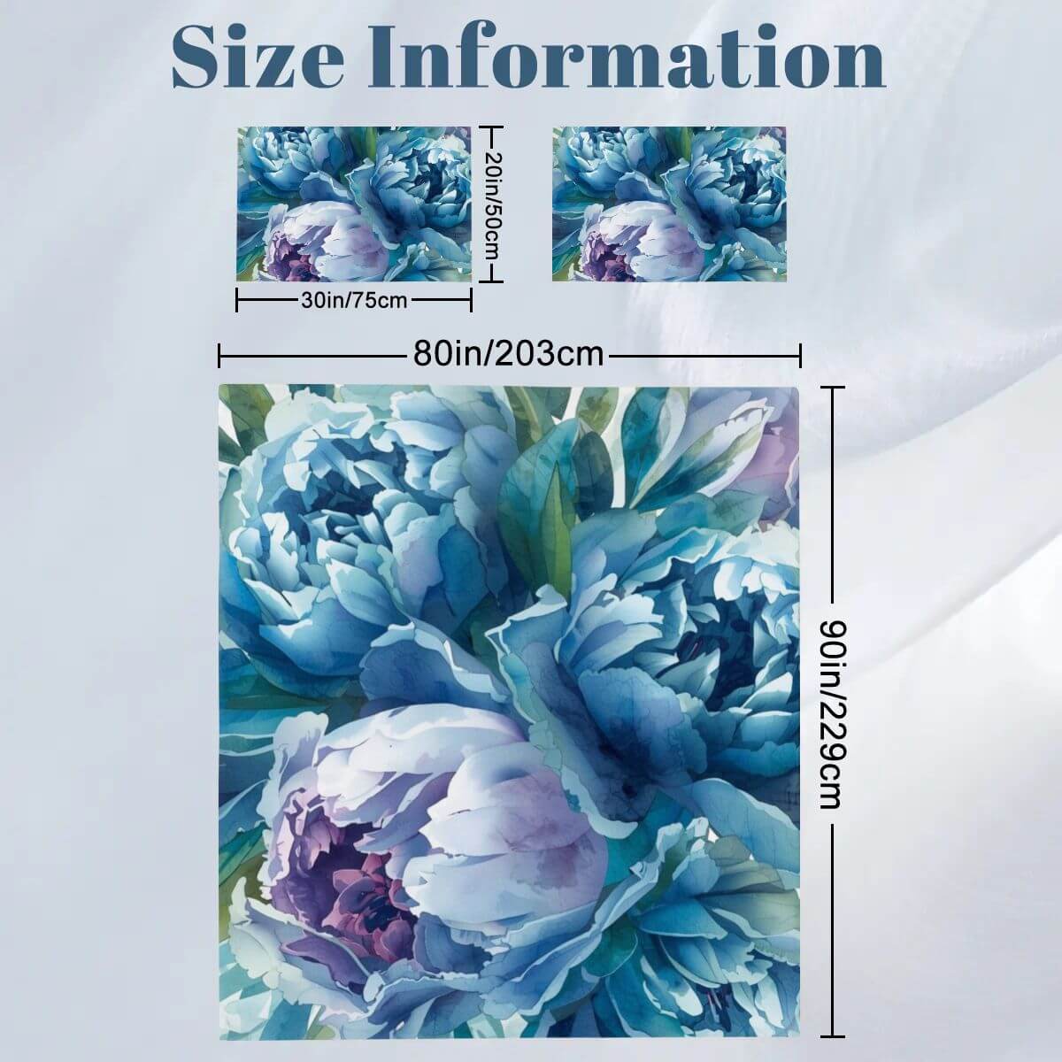 Komplettes Bettwäscheset mit Blumendesign, Maße 80x90 für Bettbezug und 30x20x20 für Kissenbezüge, blaues Muster, Polyester 90GSM