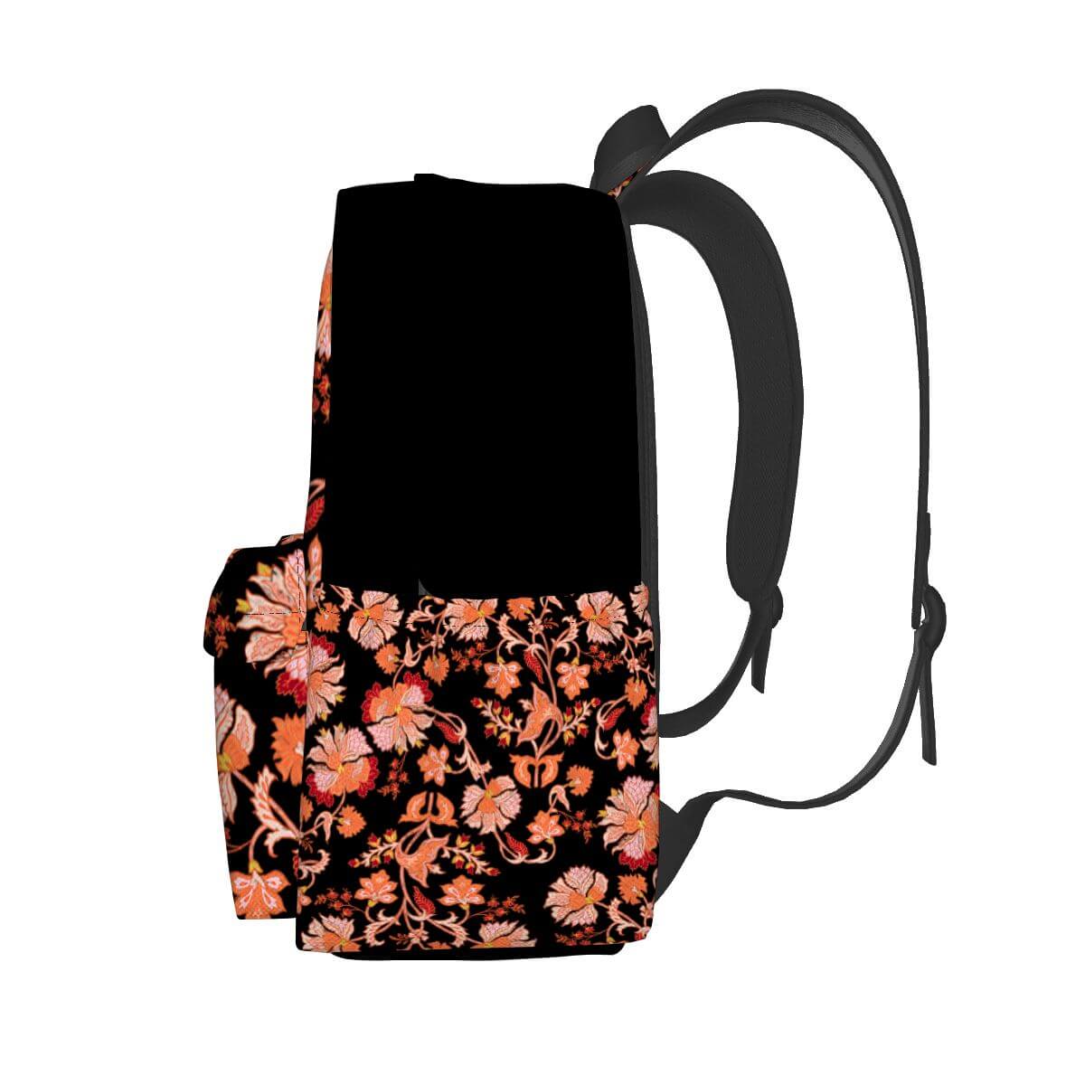 Geräumiger Oxford-Rucksack mit Seitentaschen, florales Muster, hochwertiger Oxford-Stoff, ideal für den täglichen Gebrauch.