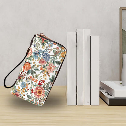 Clutch-Geldbörse für Damen - Stilvoll &amp; Praktisch mit floralem Muster, PU-Material, ideal für Karten- und Bargeldaufbewahrung.