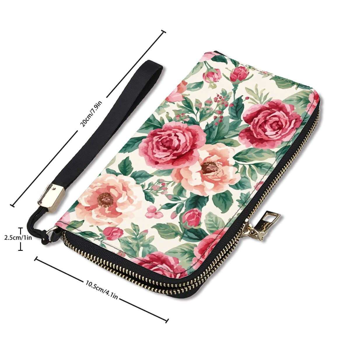 Clutch-Geldbörse für Damen mit floralem Design, PU-Material, doppelseitigem UV-Druck, 4,1x7,9 Zoll, hochwertige Verarbeitung.
