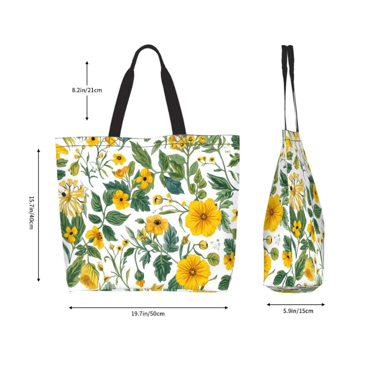 Große Schultertasche für Damen mit geblümtem einseitigem Design, aus langlebigem Polyester, 19,7x15,7x5,9 Zoll, wasserabweisend.