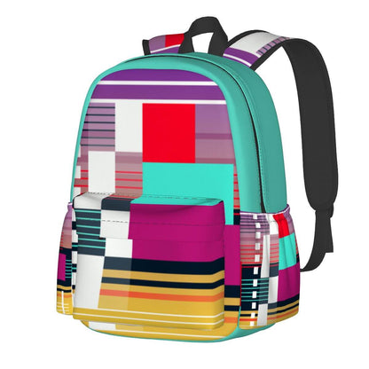 Geräumiger Oxford-Rucksack mit Seitentaschen und buntem Design, ideal für den täglichen Gebrauch. Hergestellt aus hochwertigem Oxford-Stoff.