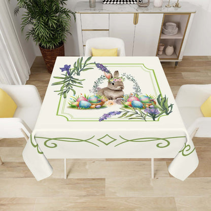 Quadratische Tischdecke Ostermotiv mit Hasen- und Blumenmuster auf Tisch in Esszimmer, Polyester, 54"x54", 60"x60", wasserabweisend