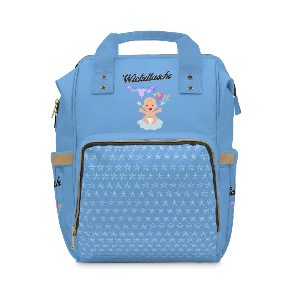 Stylischer multifunktionaler Wickelrucksack für moderne Eltern Hellblau