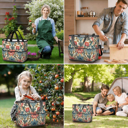 Gartengerätetasche aus Oxford-Stoff, vielseitig und langlebig, ideal für Gartenarbeit und Klassifizierung, mit Blumendesign.