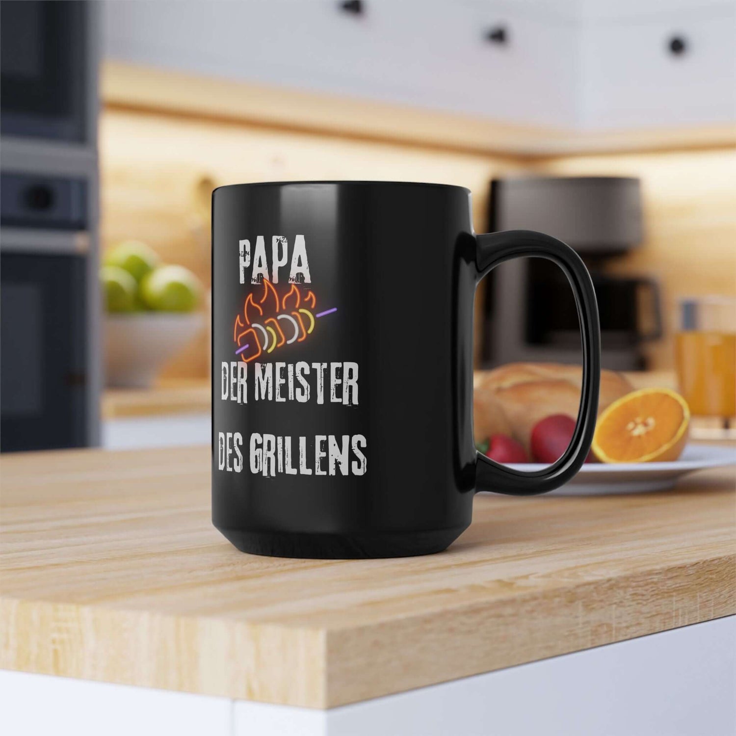 Kaffeetasse – „Papa Der Meister Des Grillens“ Eine Tasse, die nicht nur praktisch ist, sondern auch eine humorvolle Botschaft vermittelt. Mit dem Spruch „Papa Der Meister Des Grillens“ wird sie zum perfekten Geschenk für alle Grillmeister.  Design: Auffäl
