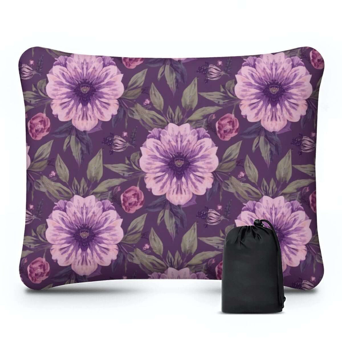 Video Aufblasbares Campingkissen mit Blumenmuster und Tragetasche, hautfreundlich und atmungsaktiv aus Polyester, 15,8&