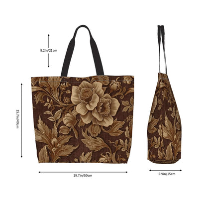 Große Schultertasche für Damen aus Polyester mit floralem Design, 19,7x15,7x5,9 Zoll, widerstandsfähig und wasserabweisend.