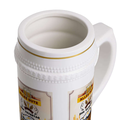 Bierkrug – „Alles Gute Zum Vatertag“ Ein Bierkrug, der nicht nur praktisch ist, sondern auch eine liebevolle Botschaft vermittelt. Mit dem Spruch „Alles Gute Zum Vatertag“ wird er zum perfekten Geschenk für Väter, die gerne ein kühles Bier genießen.  Desi