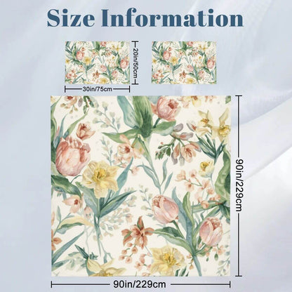 Queen-Bettwäsche-Set mit geblümtem Design, 90"x90" Bettbezug, 30"x20" Kissenbezüge, Größe und Designinformationen