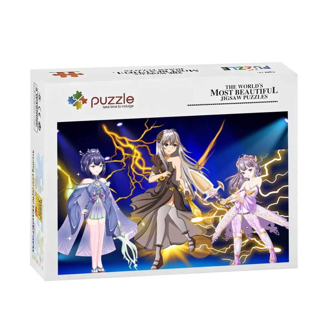 Verpackung des 500-teiliges Holzpuzzle (horizontal) mit bunten Charakteren und beeindruckendem Design.