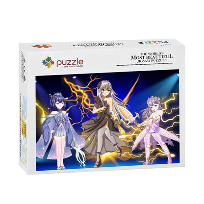 Verpackung des 500-teiliges Holzpuzzle (horizontal) mit bunten Charakteren und beeindruckendem Design.