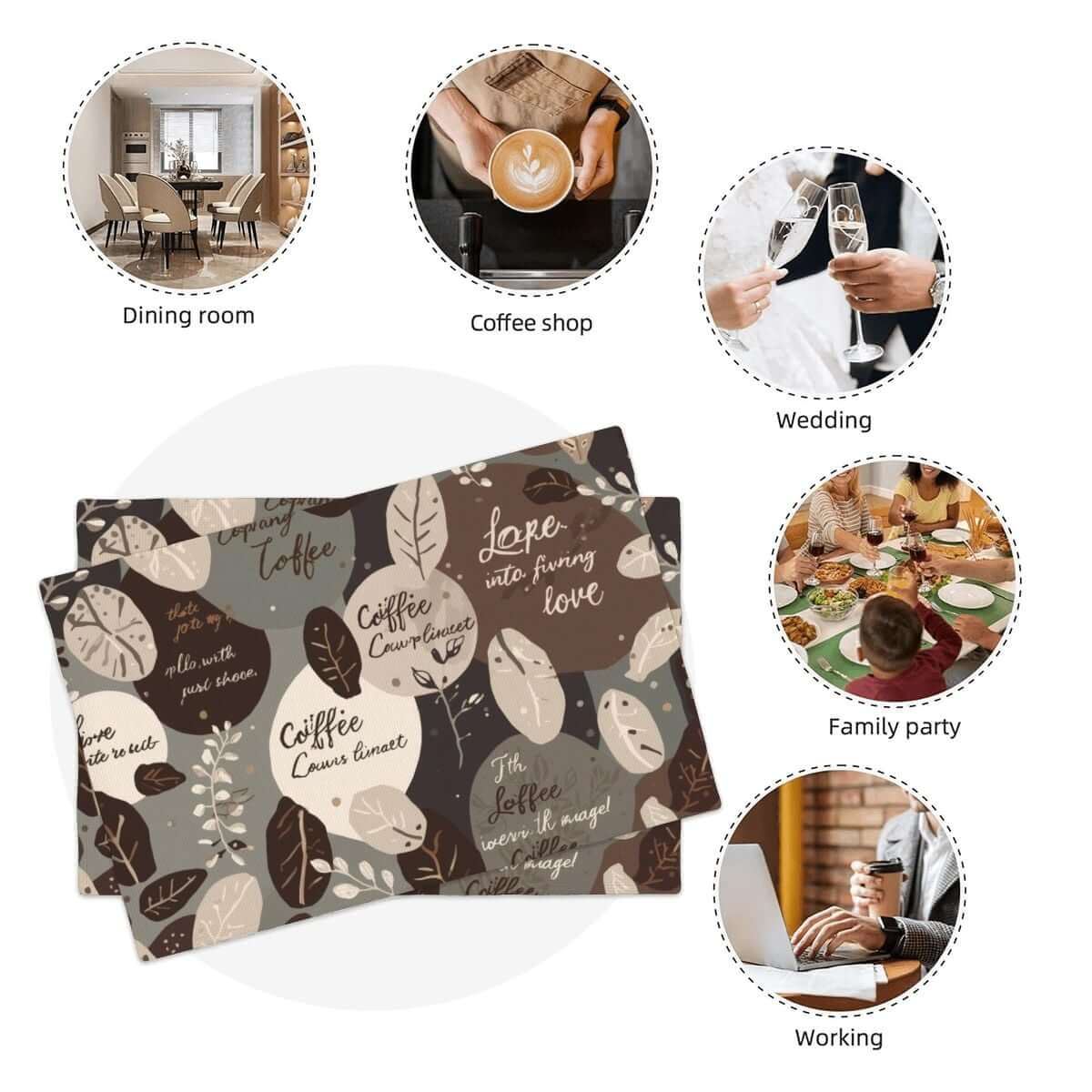 Doppellagige Tischsets aus Leinenimitat für vielseitige Anlässe wie Hochzeit, Familienfeiern, Kaffeebar, Esstisch und Büro.