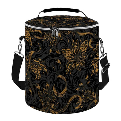 Camping-Kühltasche mit floralem Muster, tragbar, isoliert, wasserdicht, aus Polyester, 11,8"x10,0", perfekte Camping-Ausrüstung