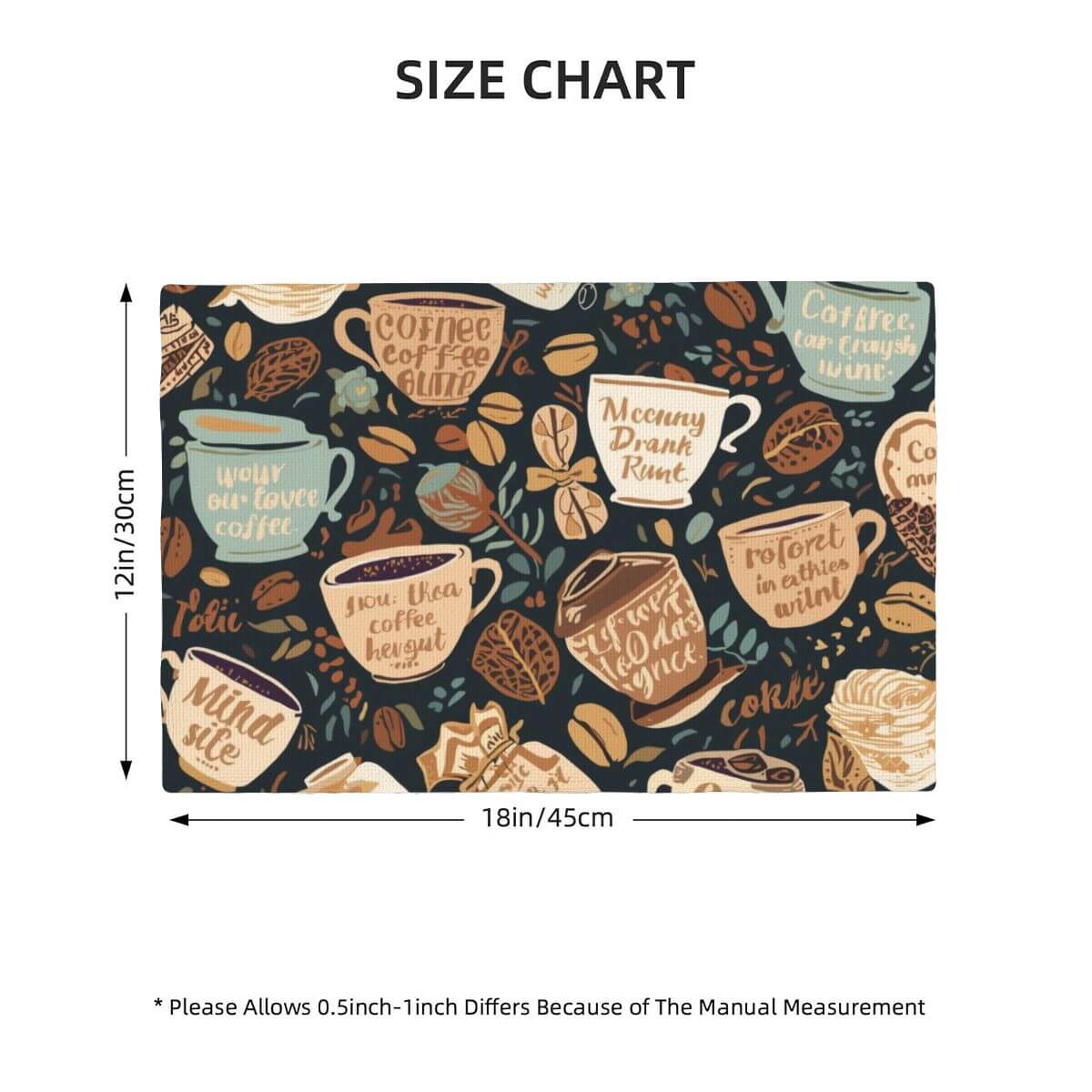 Doppellagige Tischsets aus Leinenimitat, 18x12 inch Größe, doppelseitiger Kaffee-Design-Druck, Imitationsleinen Polyester.