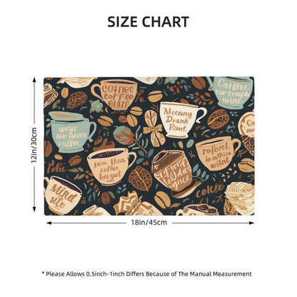 Doppellagige Tischsets aus Leinenimitat, 18x12 inch Größe, doppelseitiger Kaffee-Design-Druck, Imitationsleinen Polyester.