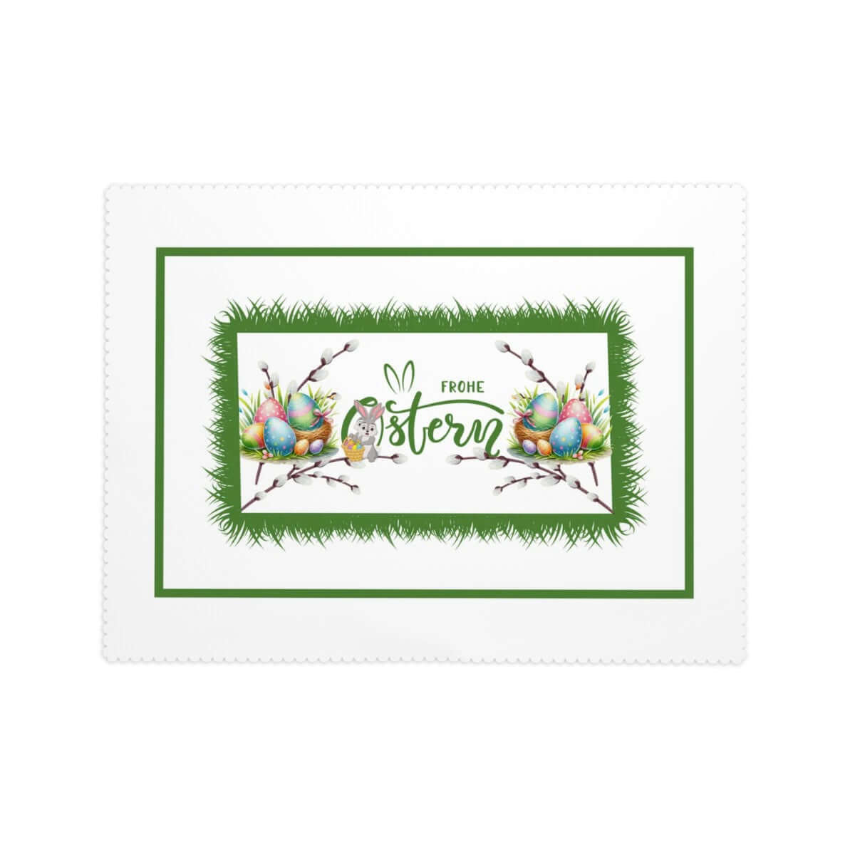 Rechteckige Tischdecke mit Wellenrand Ostermotiv, 100 % Polyester, 72x54 Zoll, einseitiger Druck, wasserdicht, dekorativ für Ostern