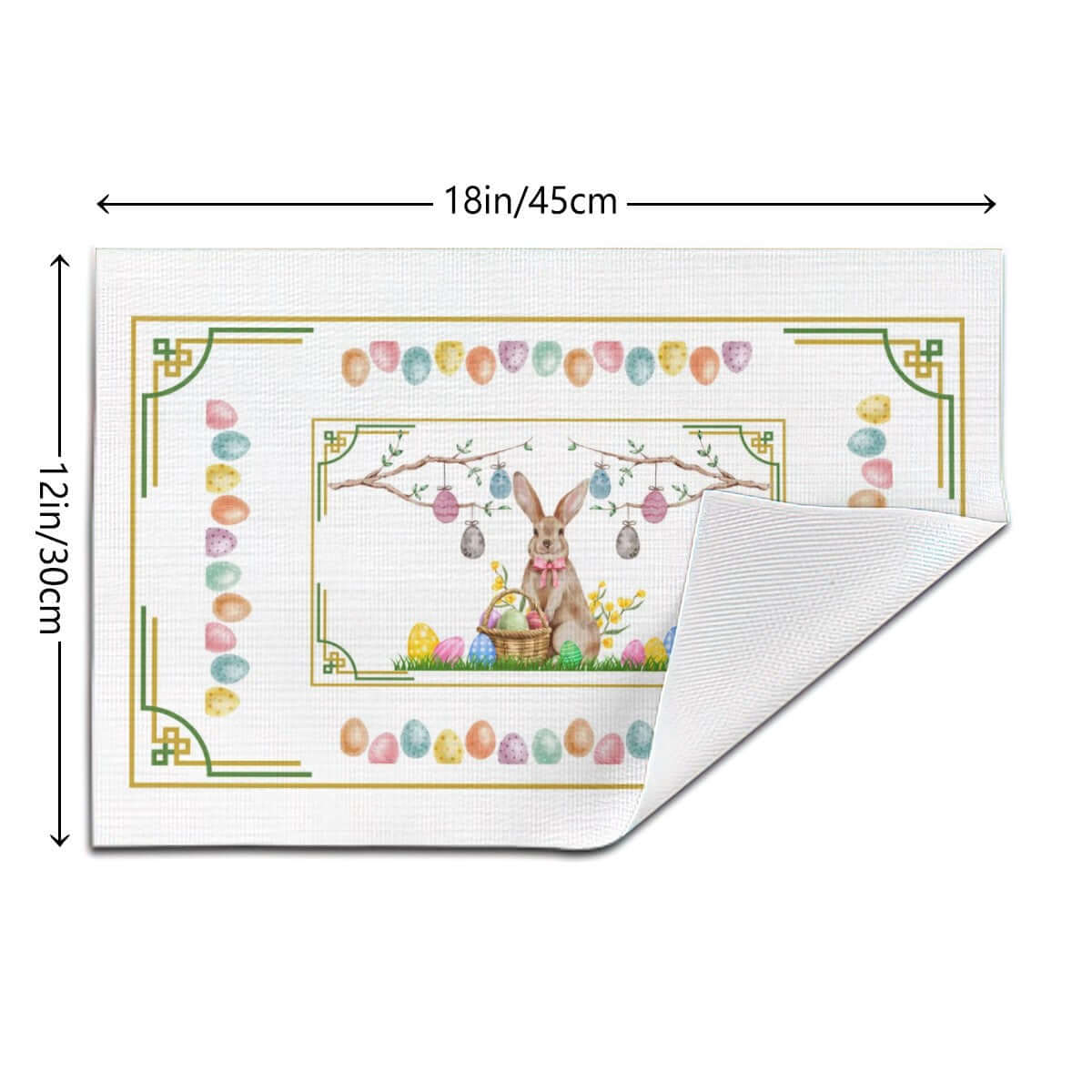 Tischset aus gewebtem PVC mit Ostermotiv, 18"x12", hitzebeständig bis 80°C, kratzfest, einseitiger Druck, idealer Tischschutz.