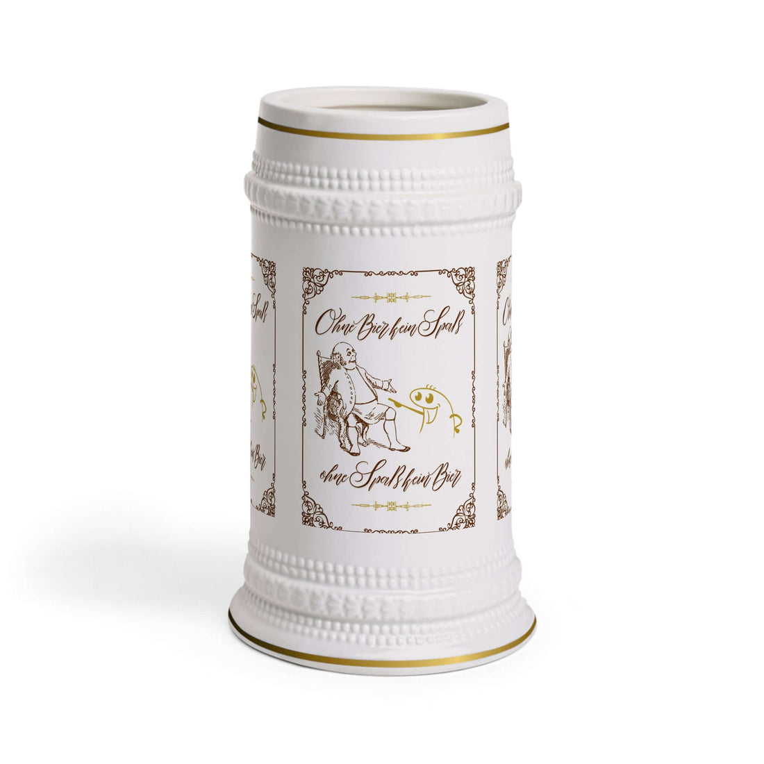 Bierkrug – Vintage mit coolem Spruch Ein Bierkrug ist nicht nur ein Gefäß, sondern ein Statement. Unser Vintage-Design bringt den Charme vergangener Zeiten zurück – kombiniert mit einem Spruch, der für Gesprächsstoff sorgt:  „Hopfen, Malz &amp; gute Laune!“  