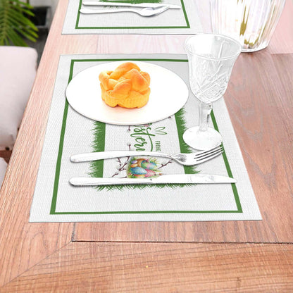 Tischset aus gewebtem PVC mit Teller und Besteck, hitzebeständig und rutschfest, 18"x12"