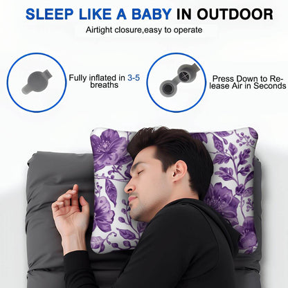 Aufblasbares Campingkissen - Leicht, kompakt, hautfreundlich, ideal zum Schlafen im Freien. Voll aufblasbar in 3-5 Atemzügen.