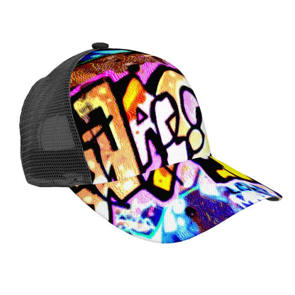 Baseballkappe mit Mesh-Einsatz aus Polyester-Twill-Stoff, Grafiti-Design, atmungsaktiv, bequem und stilvoll für den Sommer.