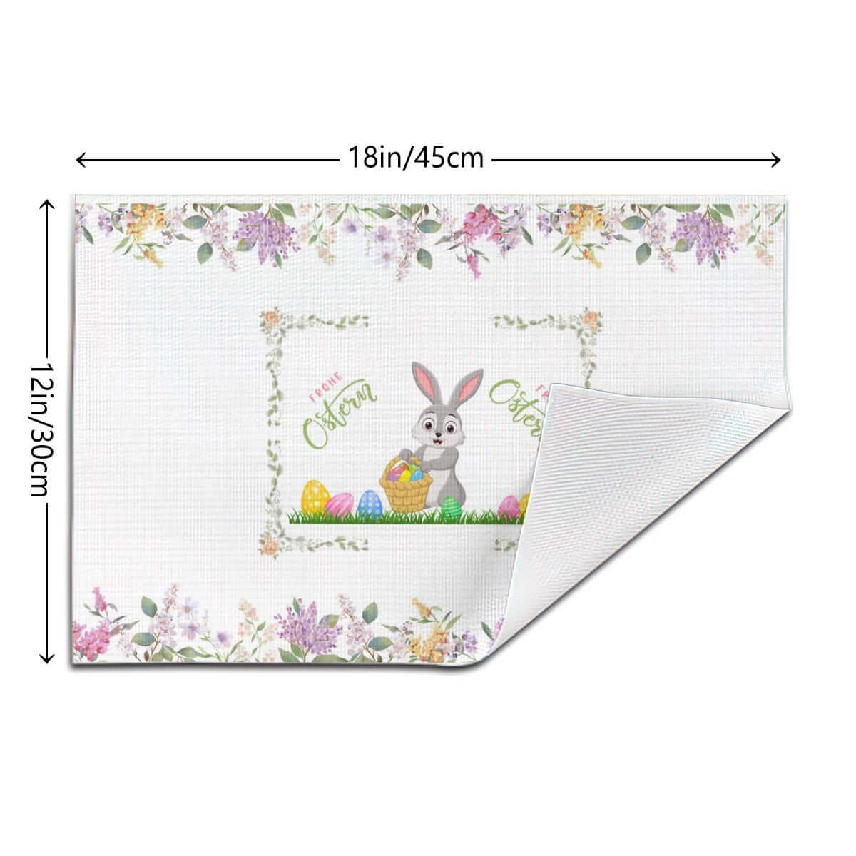 Tischset aus gewebtem PVC mit Osterhase-Design, hitzebeständig bis 80°C, Größe 18"x12". Details für Tischset aus gewebtem PVC ansehen.