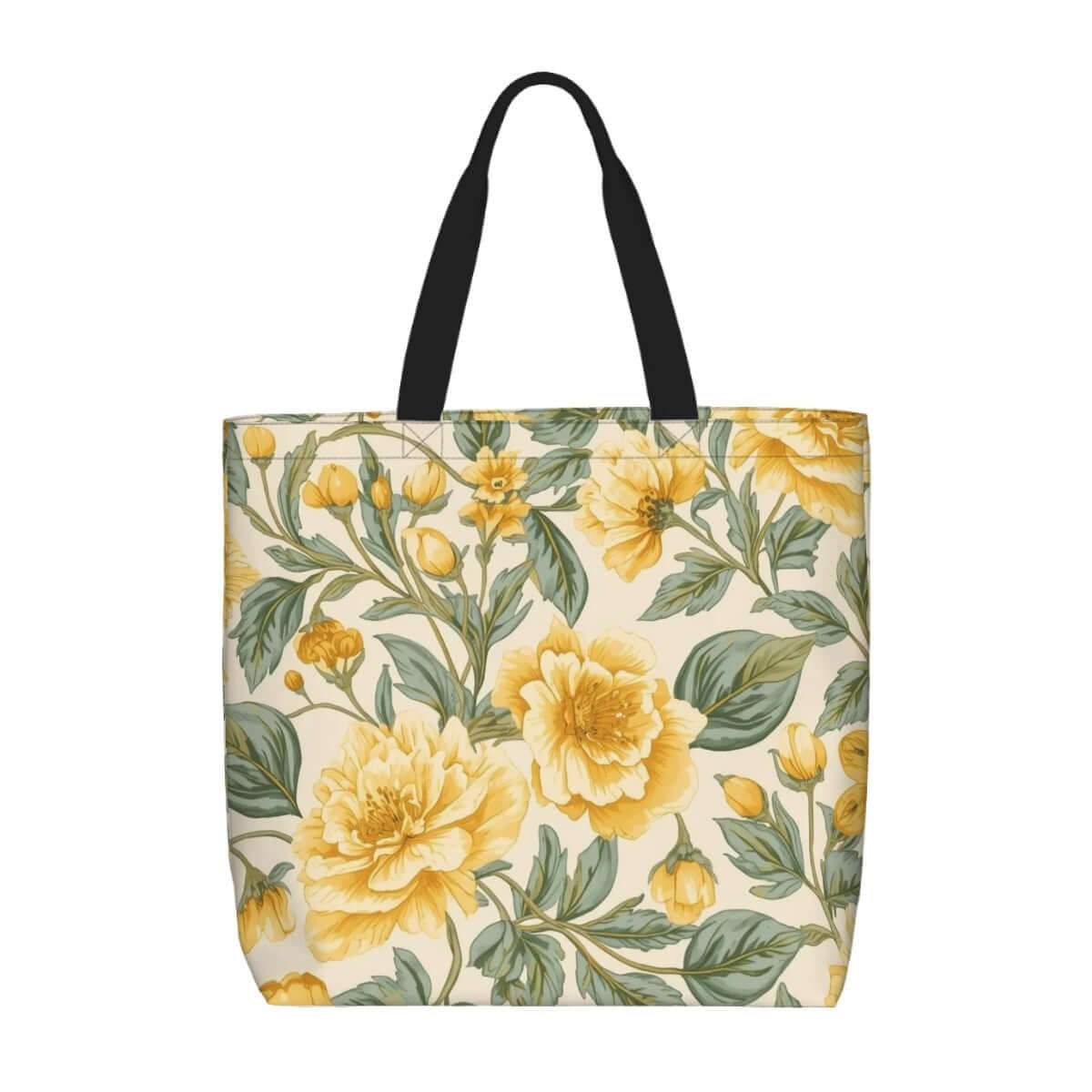 Große Tragetasche mit Umhängetasche, mehrseitiges Blumendesign aus 100% Polyester, Größe 19,6"x15,7"x5,9"