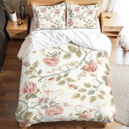 Komplettes Bettwäscheset mit floralem Design aus 90GSM Polyester inklusive Bettbezug 80x90 und Kissenbezügen 30x20, ideal für ganzjähriges Wohlbefinden.