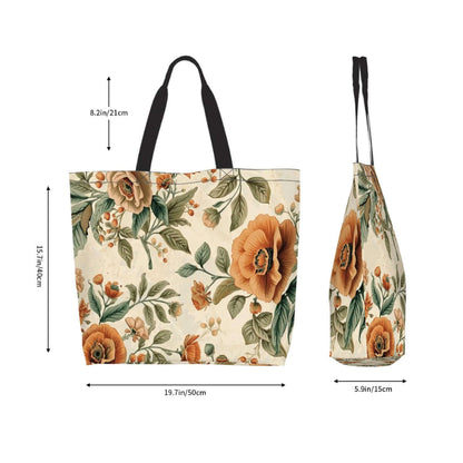 Große Schultertasche für Damen mit floralem Design, aus wasserabweisendem Polyester, 19.7x15.7x5.9 Zoll, langlebig und geräumig.