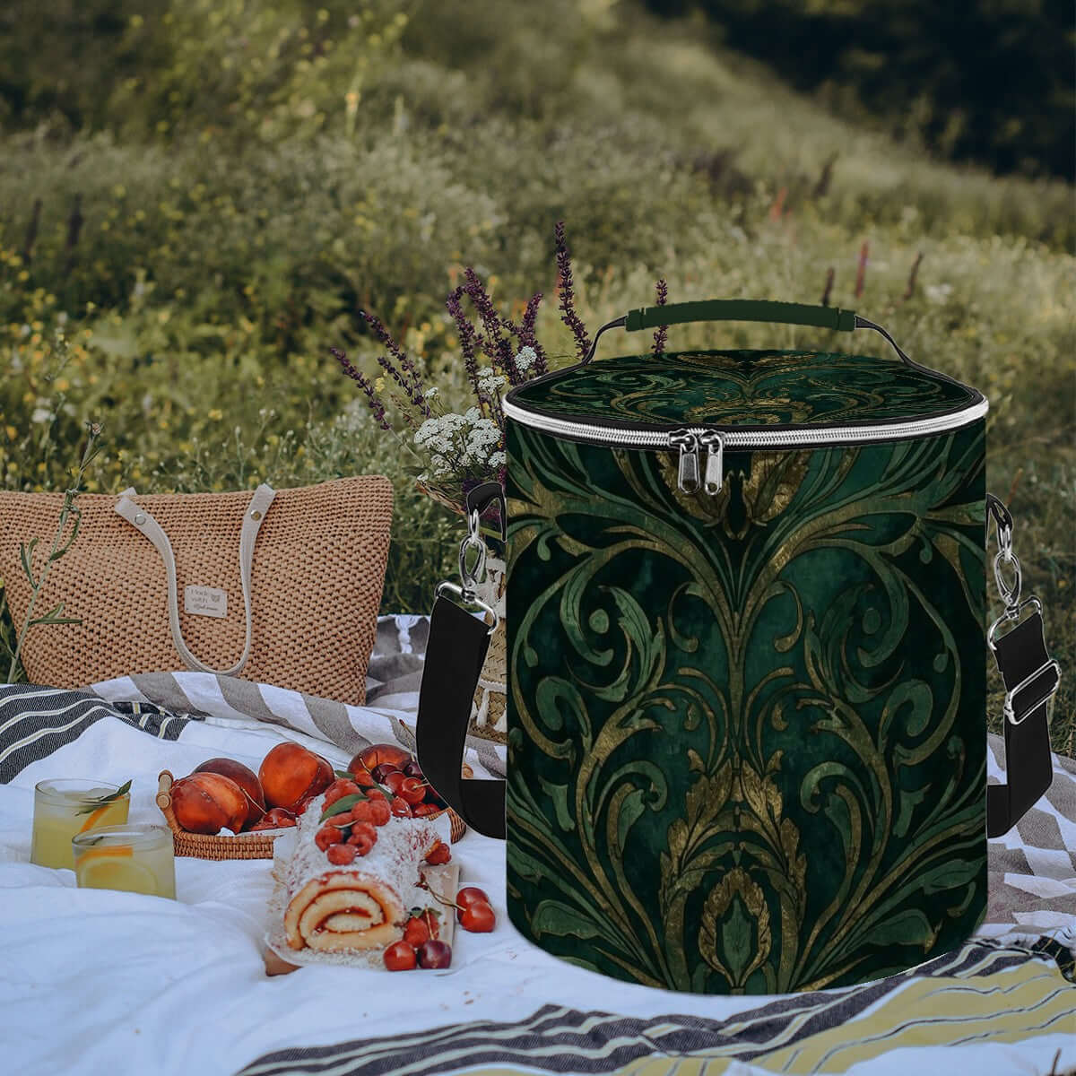 Camping-Kühltasche tragbar, isoliert, wasserdicht, aus Polyester mit einzigartigem Sublimationsdesign, perfekt für Outdoor-Aktivitäten.