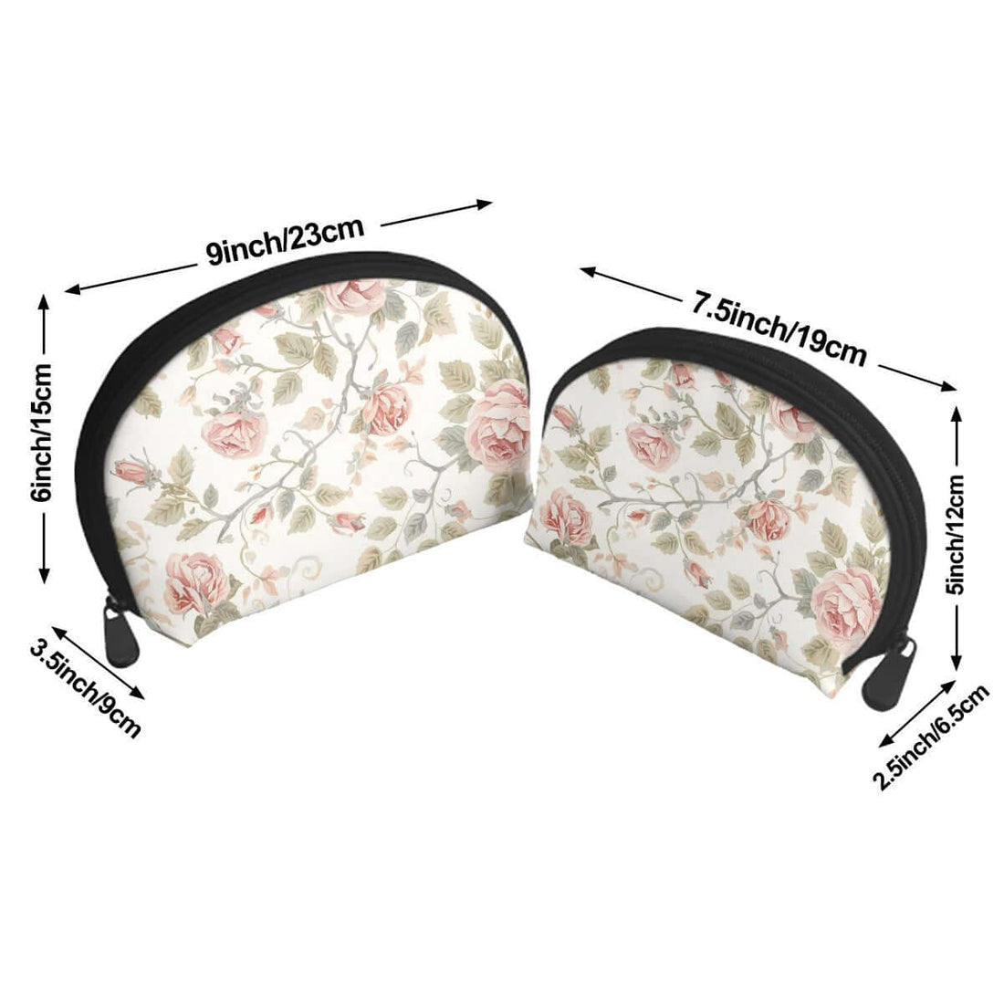 Aufbewahrungsbeutel-Set (2 Stück) in Blumenmuster, große und kleine Größe, aus Polyester mit Reißverschluss, ideal für unterschiedliche Bedürfnisse.