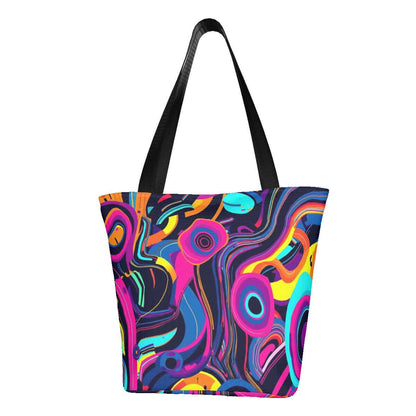 Schultertasche zum Einkaufen für Damen aus reißfestem Polyester mit buntem, einseitigem Sublimationsdruck, Größe 11"x7"x13".