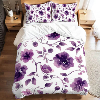 Video Komplettes Bettwäscheset aus 90GSM Polyester mit floralem Design, Bettbezug 80"x90", Kissenbezüge 30"x20"-2 Stück