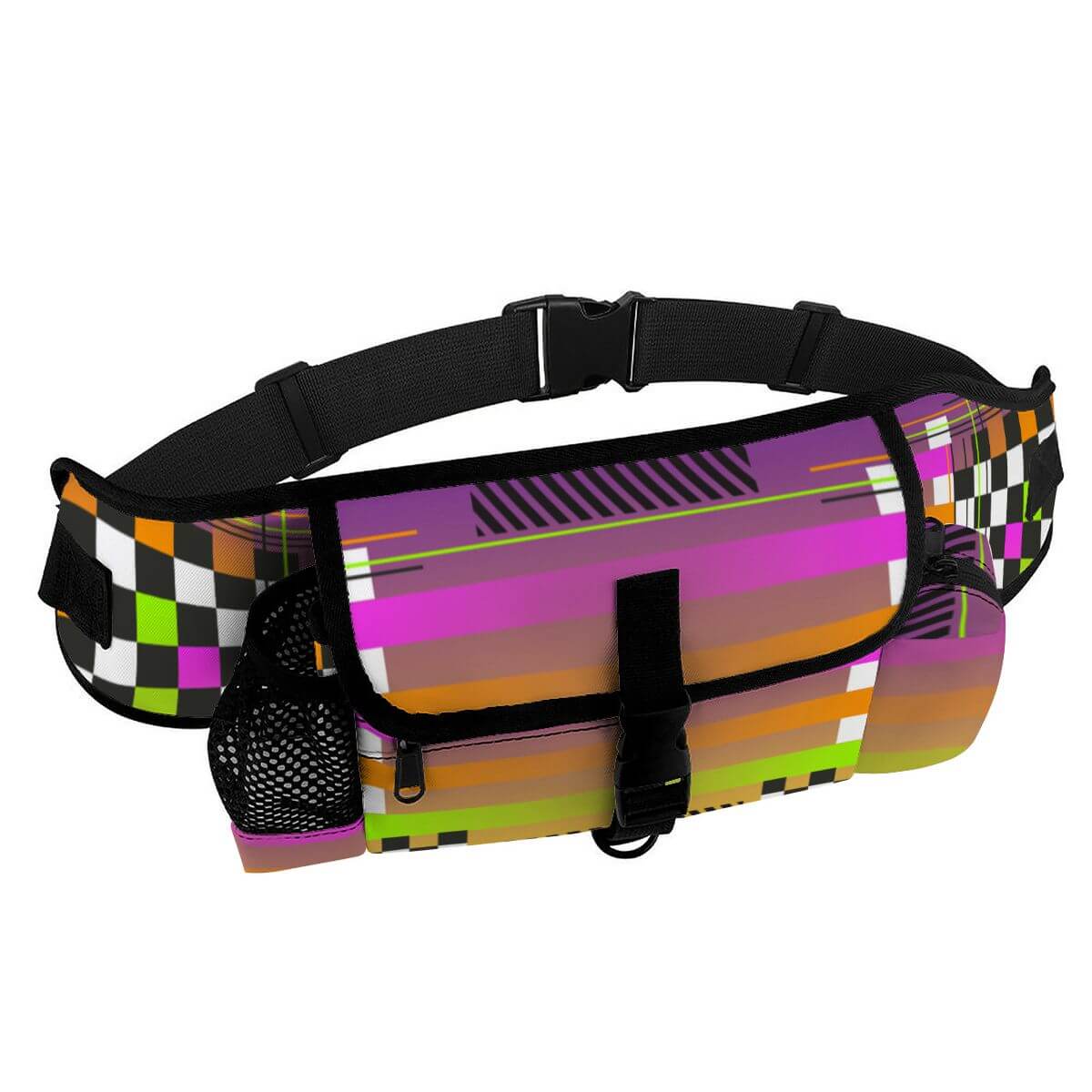 Hüfttasche für das Outdoor-Training von Haustieren mit buntem Design und praktischen Fächern.