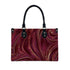 PU Tote Bag for Women with maroon swirl pattern, black handles, UV printed, PU-Tragetasche für Damen, high-quality material.
