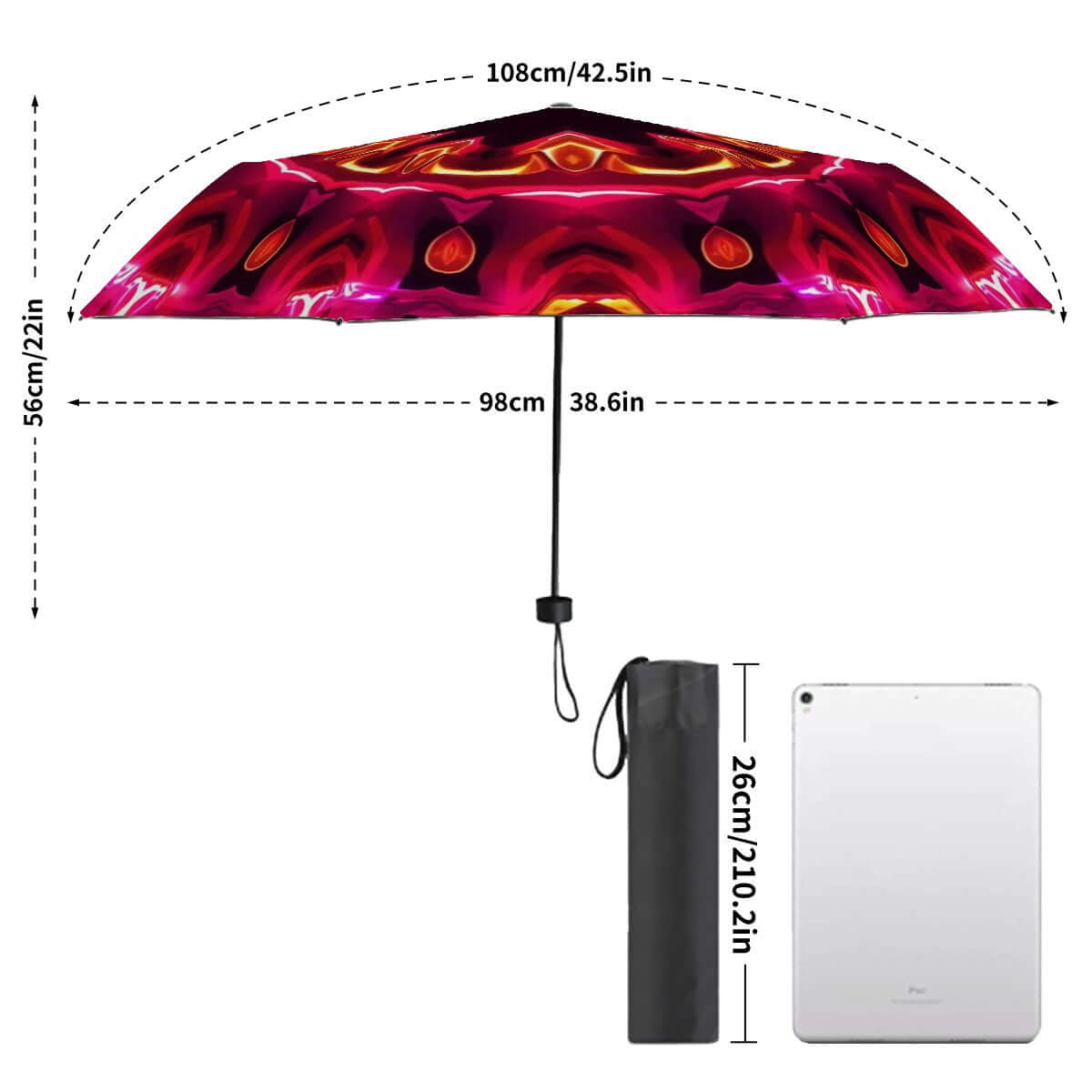 UV-Schutz-Regenschirm mit Vinylbeschichtung, 108cm Durchmesser, windfester Rahmen, sublimiertes Design. Details für UV-Schutz-Regenschirm ansehen.