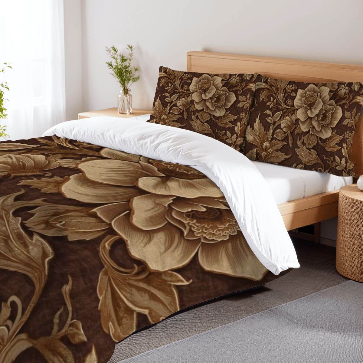 Komplettes Bettwäscheset in floralem Design aus 90GSM Polyester, Bettbezug 80x90 Zoll, Kissenbezüge 30x20 Zoll, sublimiert bedruckt.