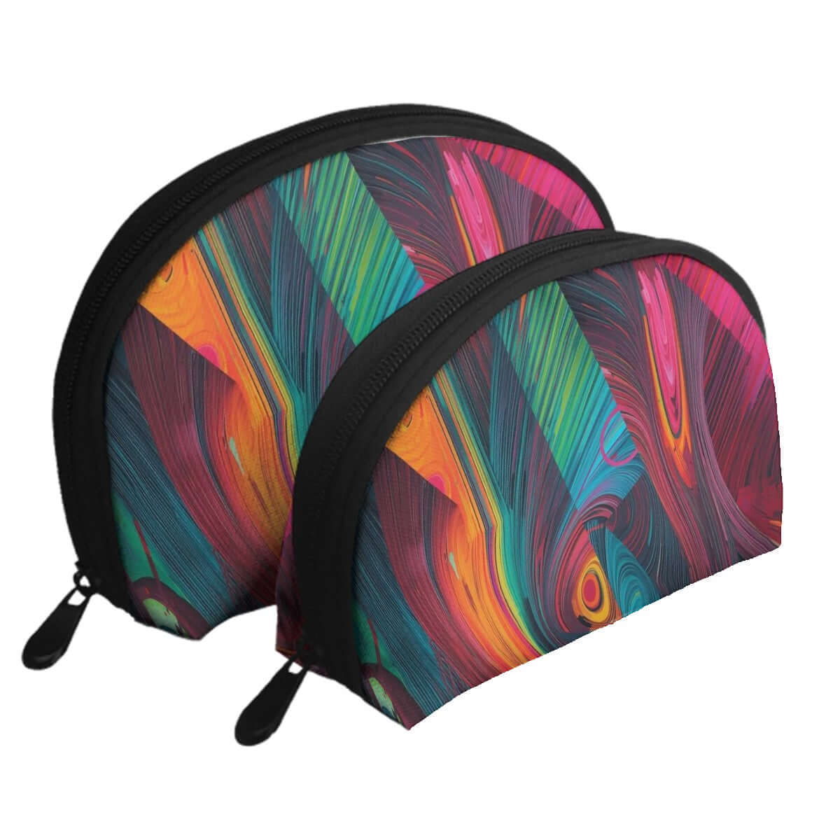 Colorful polyester Storage Bags Set of 2 with zipper closure for large capacity storage, featuring a vibrant abstract design.
