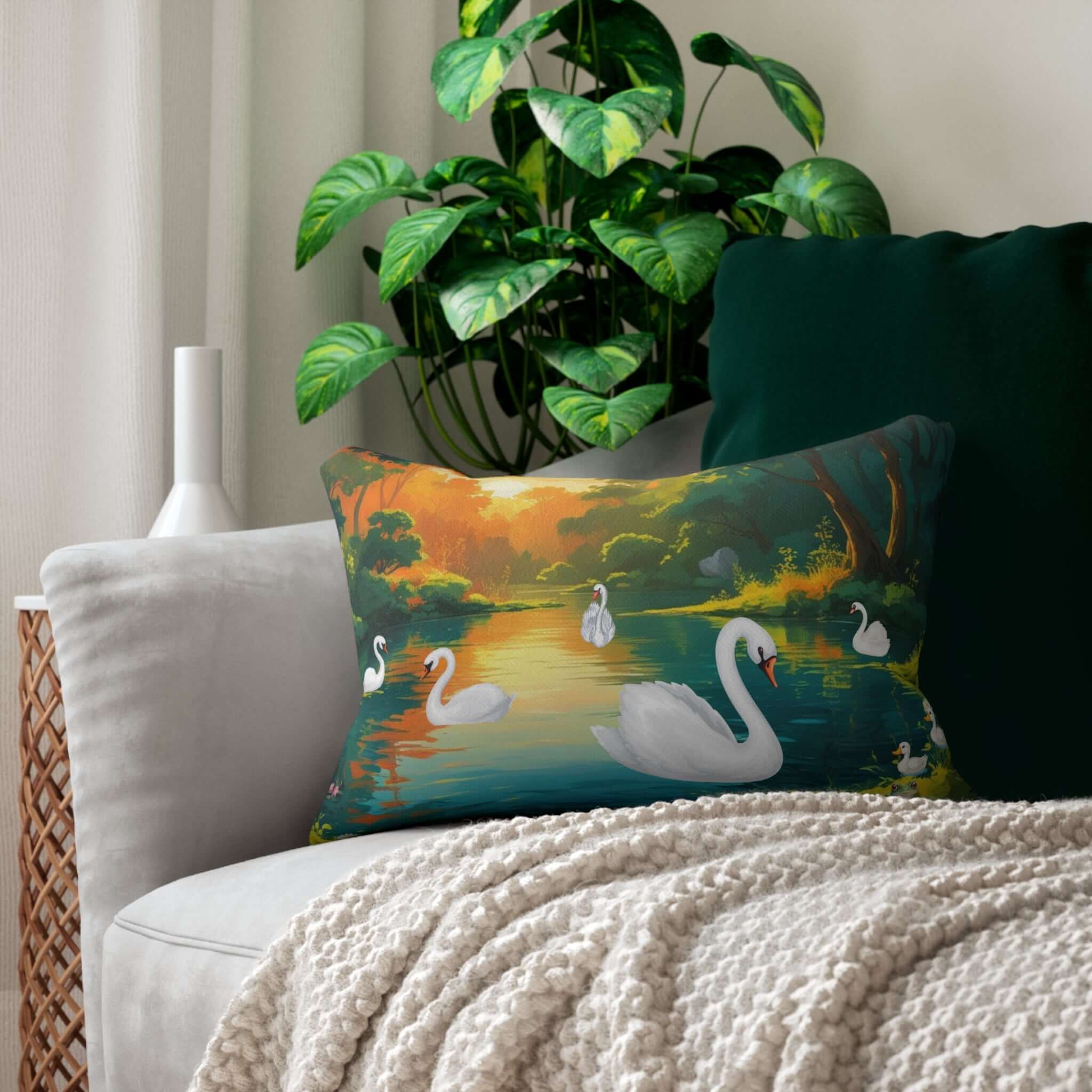 Details für Lendenkissen mit Schwanensee-Motiv 
