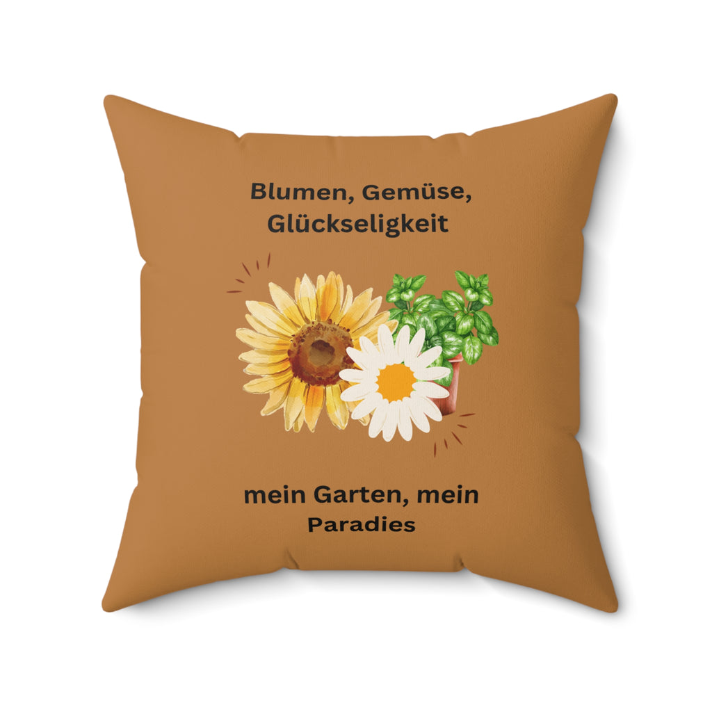 Dekokissen mit Garteninspiration, dekoratives Kissen mit Blumenmuster Hellbraun