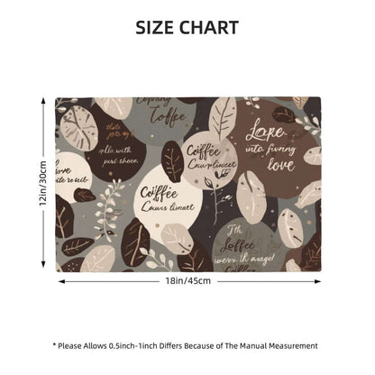 Doppellagige Tischsets aus Leinenimitat mit kaffeethematischem Design, Größe 18"x12", zeigt doppelseitigen Druck und Sublimationstechnik.