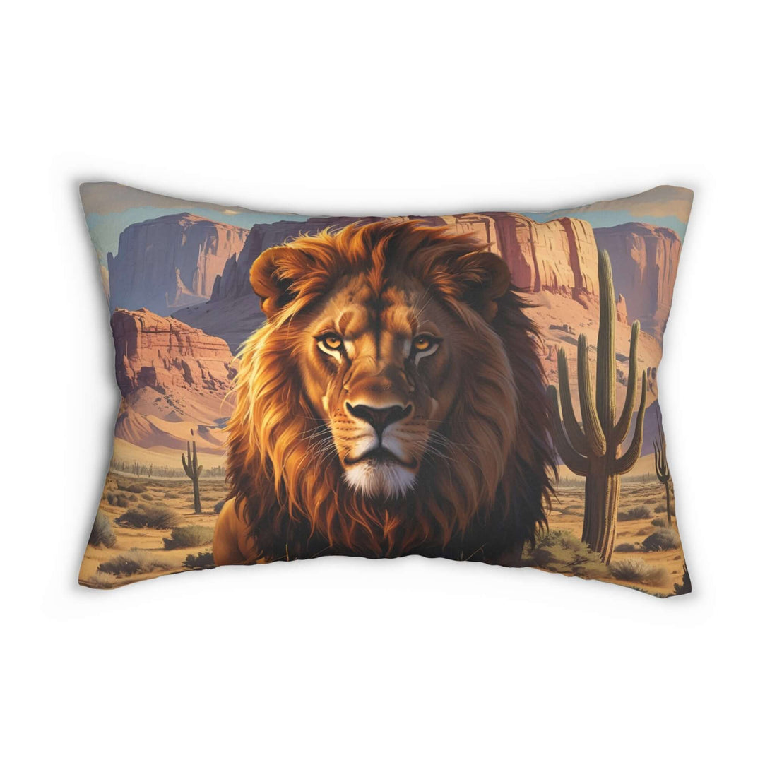 Details für Lendenkissen mit Löwen-Wüstenmotiv 