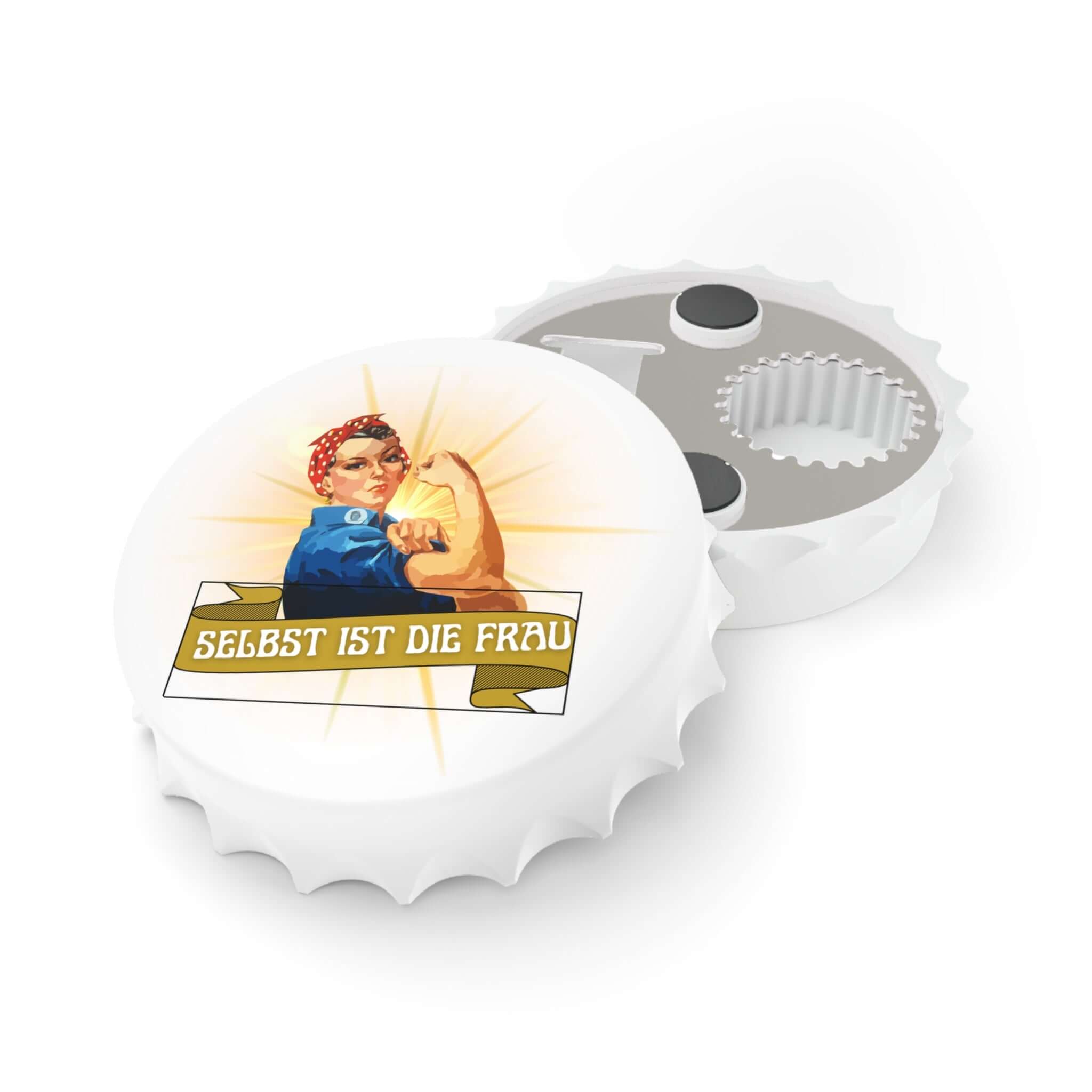 Flaschenöffner – „Selbst ist die Frau“ Ein Flaschenöffner, der nicht nur praktisch ist, sondern auch eine klare Botschaft vermittelt. Mit dem Spruch „Selbst ist die Frau“ wird er zum starken Statement-Accessoire für selbstbewusste Frauen.  Design: Humorvo