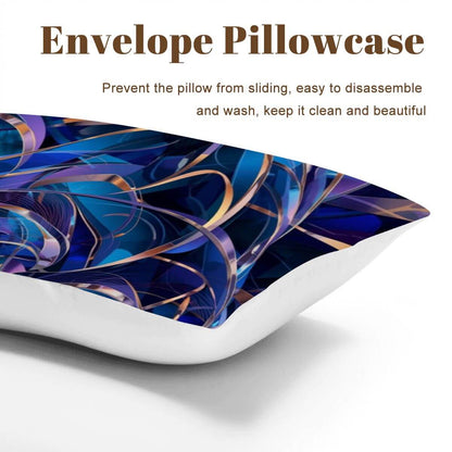 Komplettes Bettwäscheset Kissenbezug mit blauem geometrischem Design, pflegeleicht, verhindert Verrutschen des Kissens