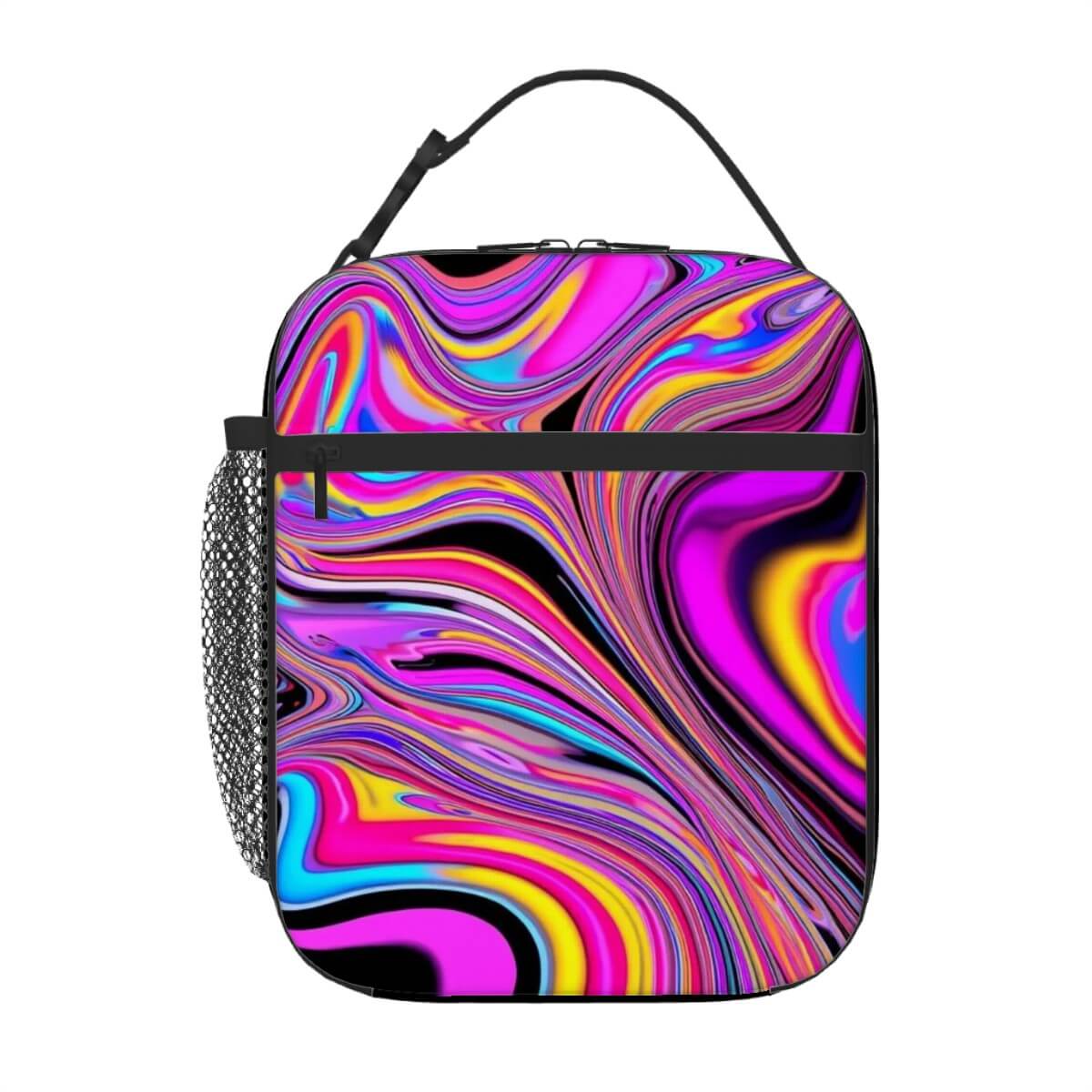 Lunchtasche im Früchte Design, aus Oxford-Stoff mit buntem Muster, lebensmitteltaugliche PEVA-Beschichtung