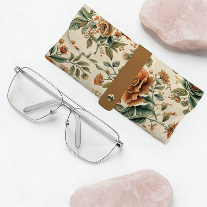 Brillenetui aus PU-Leder mit floralem Design, ideal zur Aufbewahrung von Brillen, aus Mikrofaser-PU-Leder und verdicktem Nylonstoff.