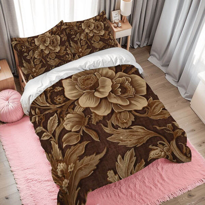 Komplettes Bettwäscheset aus 90GSM Polyester mit floralem Design und Sublimationsdruck, Bettbezug 80"x90", Kissenbezüge 30"x20"-2 Stück