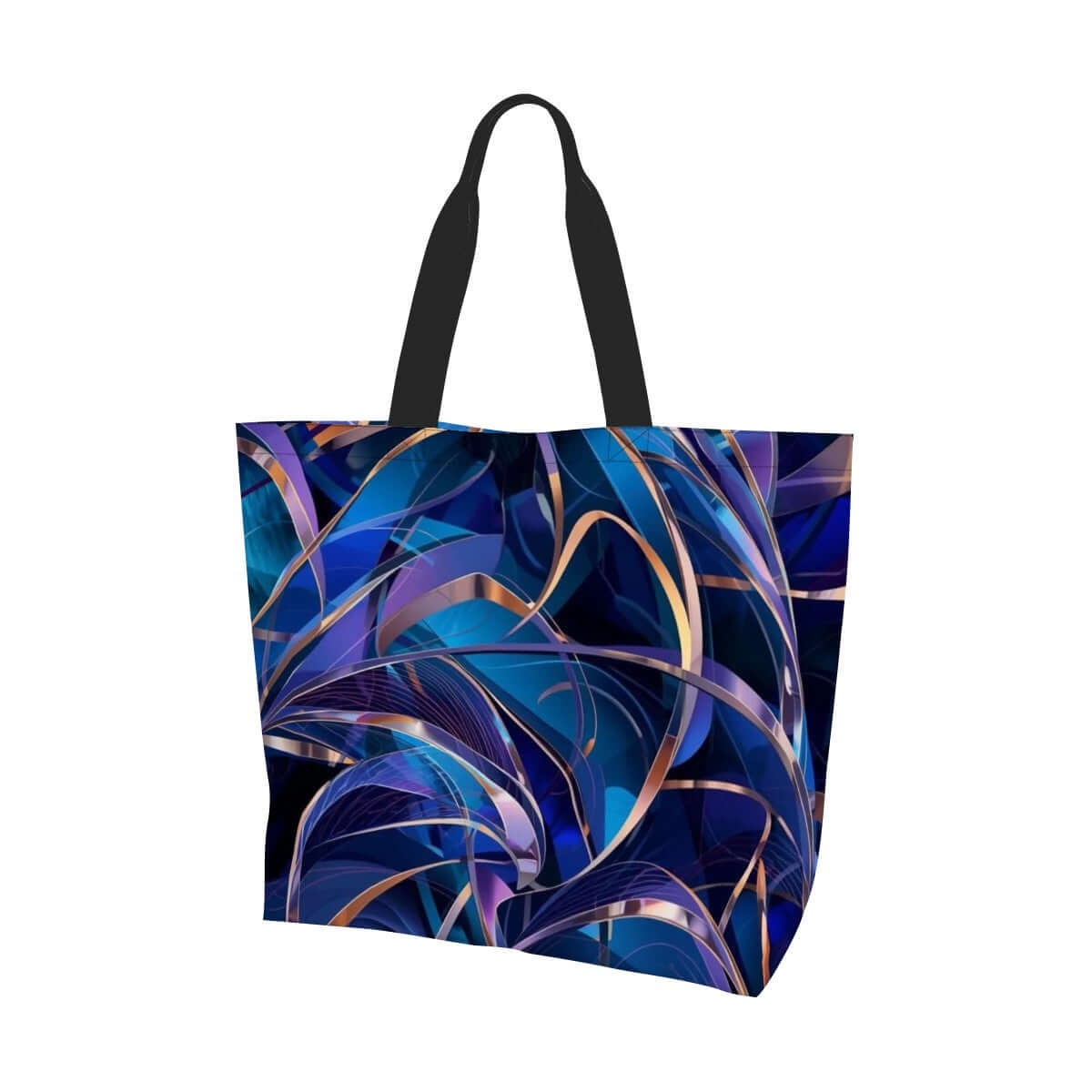 Große Schultertasche für Damen mit abstraktem blauem Design, 100% Polyester, Größe 19,7x15,7x5,9 Zoll.